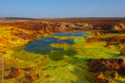 Colorful ponds of Dallol desert, Ethiopia