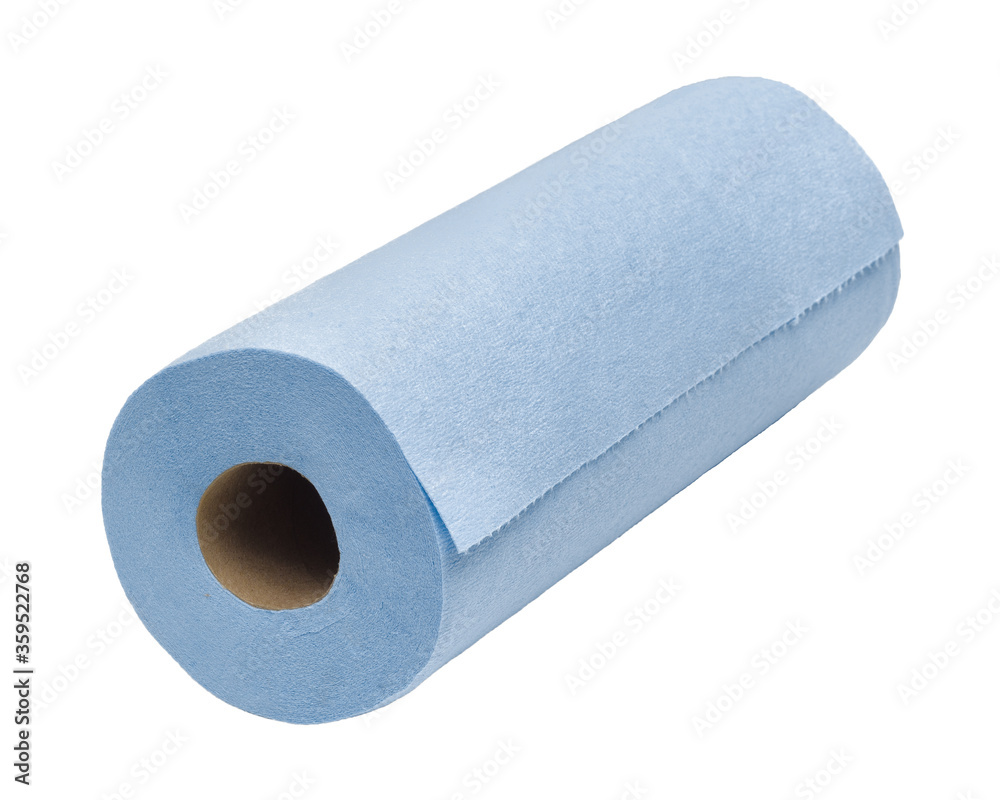 Blue industrial strength paper towel isolated on white Blue industrial strength paper towel isolated on white