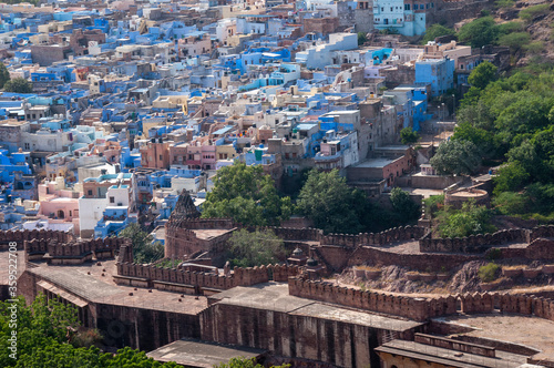 the cityscape of jodhpur from the top mehrangarh fort