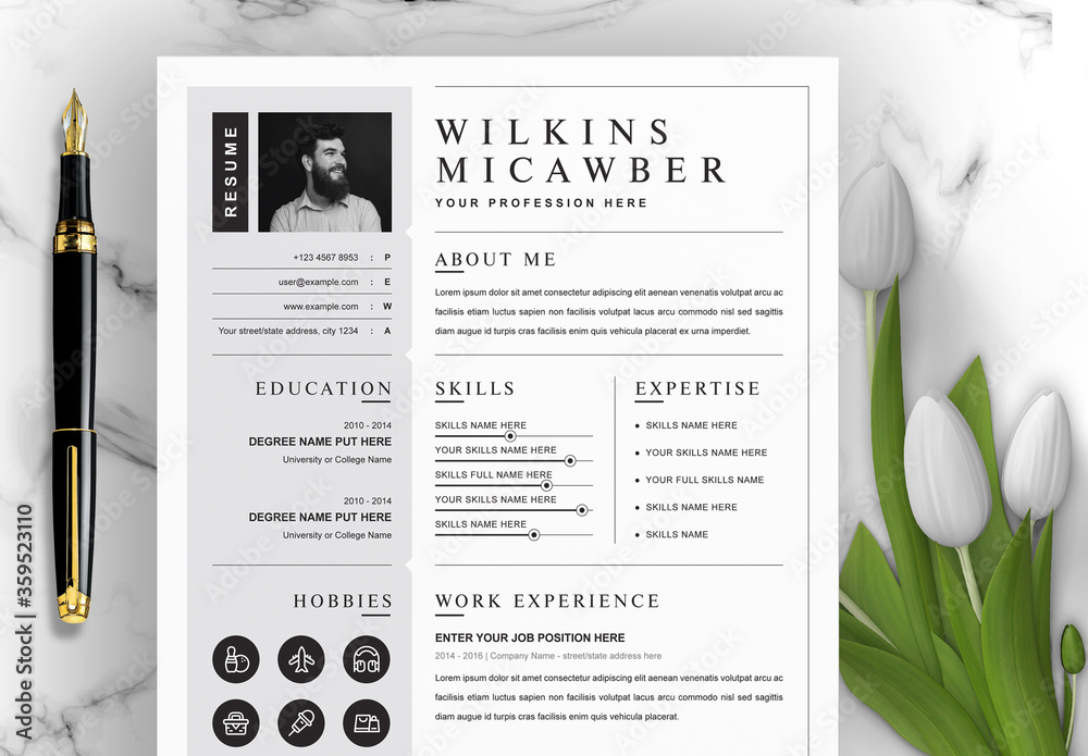 Resume Layout with Dark Gray Sidebar Stock Template Adobe Stock