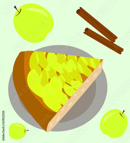 piece of cake layout, sliced ​​pie charlotte, piece of cake with filling, bulk cake pie vector graphic