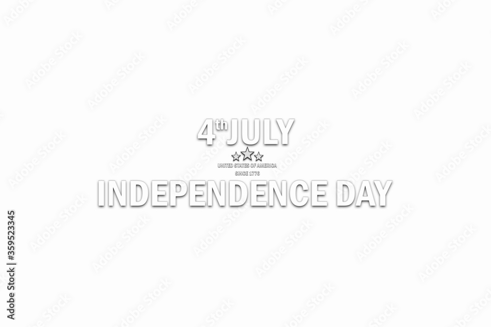 4th of July, Independence Day text sign over white background 4th of July, Independence Day text sign over white background