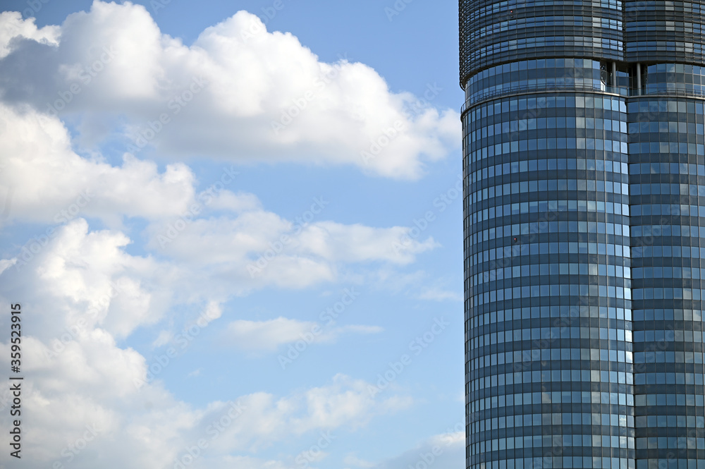 Skyscraper and blue sky with clouds in Vienna Austria Skyscraper and blue sky with clouds in Vienna Austria