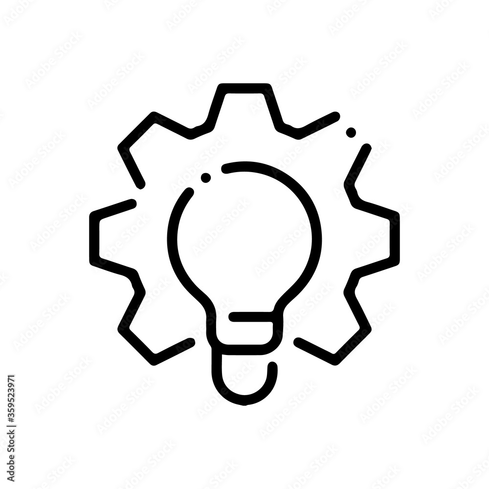 Light bulb and gear outline icon. linear style sign for mobile concept and web design. Working Process simple line vector icon. Symbol, logo illustration. Pixel perfect vector graphics Light bulb and gear outline icon. linear style sign for mobile concept and web design. Working Process simple line vector icon. Symbol, logo illustration. Pixel perfect vector graphics