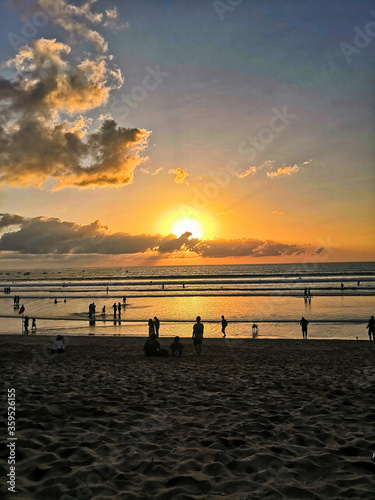 Sunset on Kuta beach in Bali in Indonesia