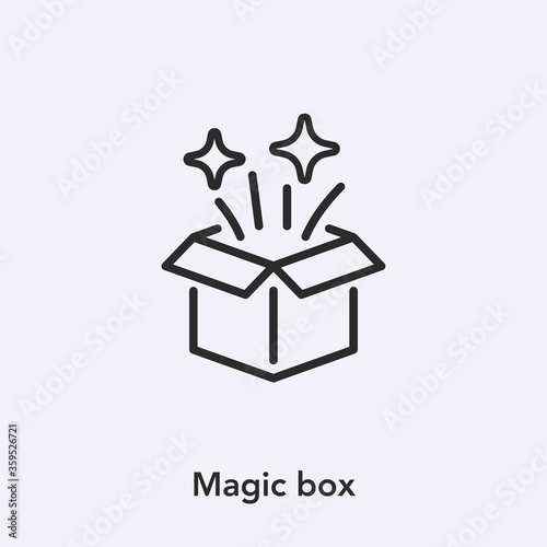 magic box icon vector. Linear style sign for mobile concept and web design. magic box symbol illustration. Pixel vector graphics - Vector.