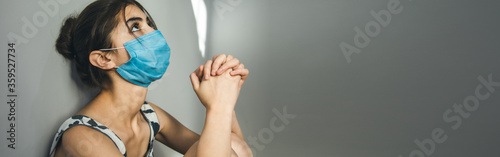 prayering woman face  mask photo