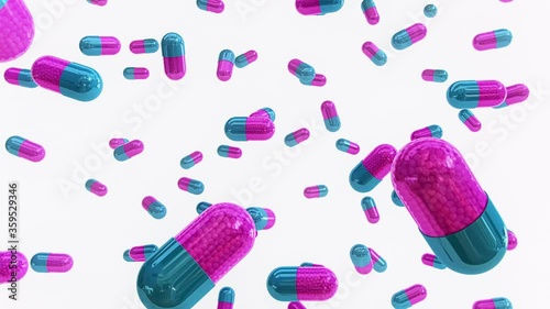 Pharmaceutical Pill Capsules Medicine Falling Loop