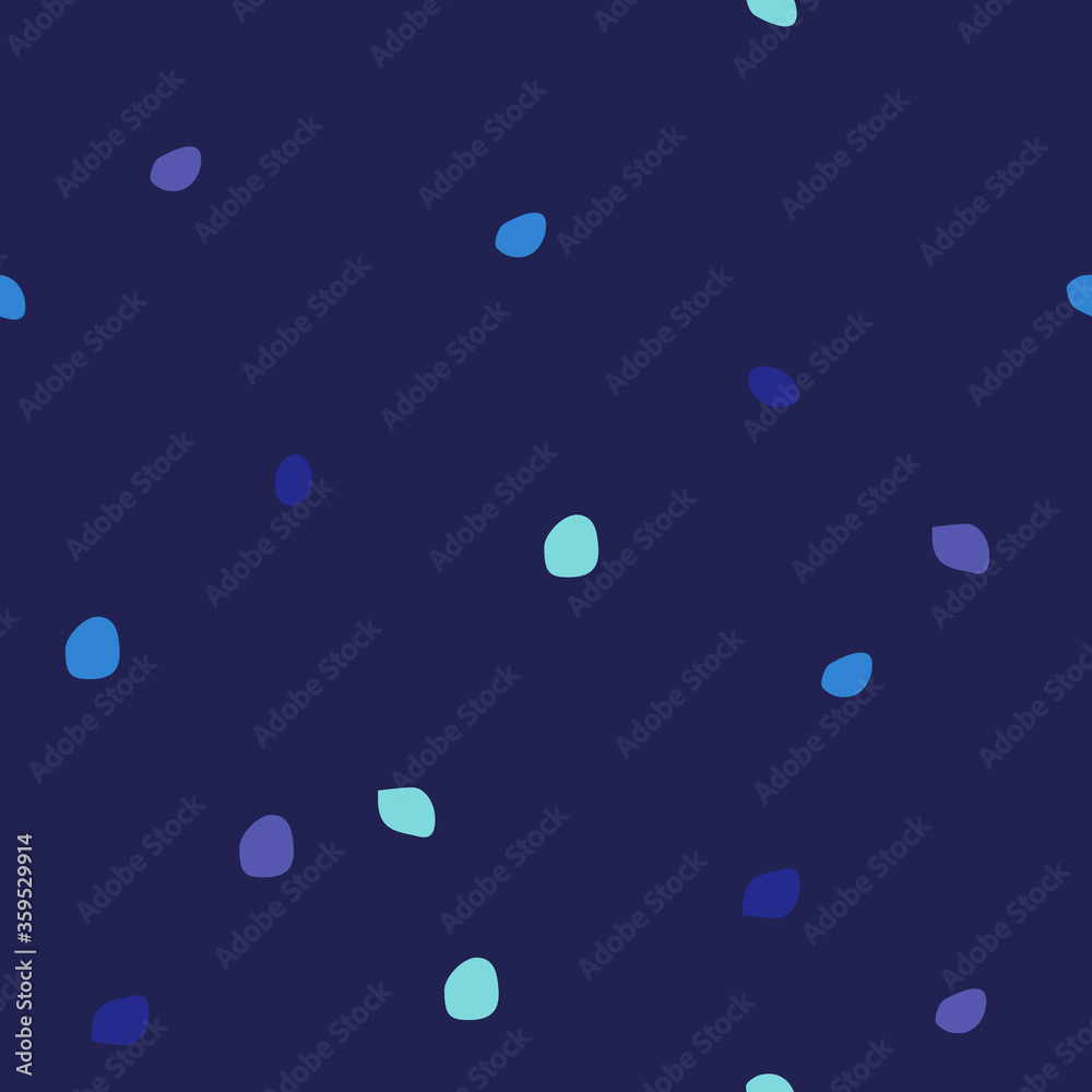 Blue Floating Polka Dots Vector Seamless Pattern