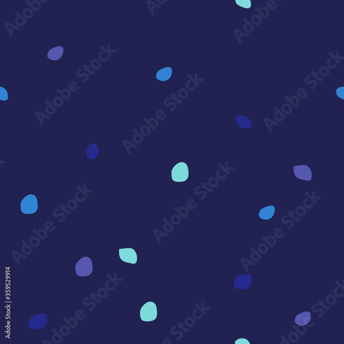 Blue Floating Polka Dots Vector Seamless Pattern