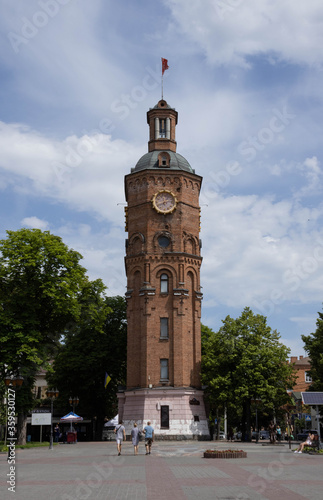 Vászonkép Water tower with a clock in the center of Vinnytsia