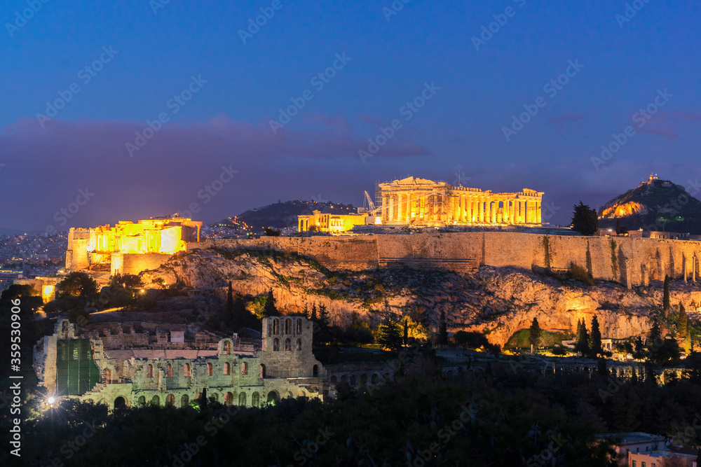 Famous skyline of Athens, Greece