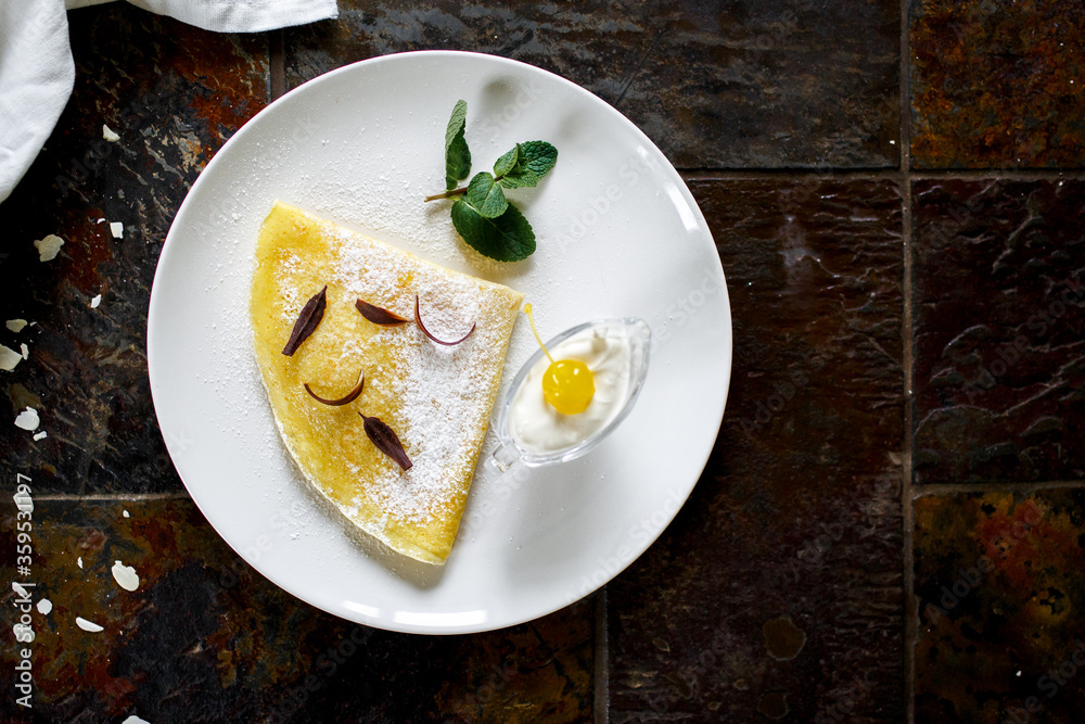 Pancakes with cheese and sour cream Pancakes with cheese and sour cream