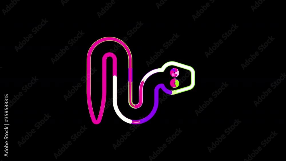 Circles gather in symbol snake. After it crumbles in a line and moves to the camera. Alpha channel black Circles gather in symbol snake. After it crumbles in a line and moves to the camera. Alpha channel black