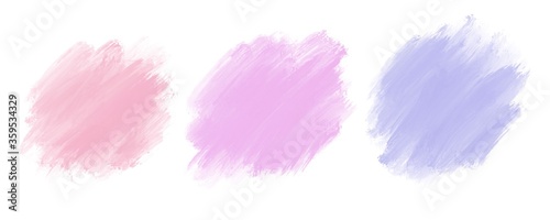 Set of Brush Strokes. Set of purple, pink, red stain art background. Isolated on white background. 