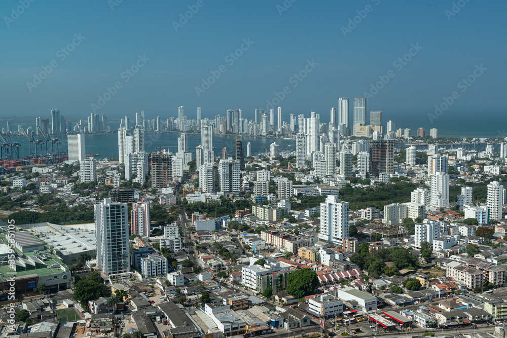 Obraz premium Cartagena das Indias, Bolivar, Colombia on February 17, 2018. View of the city from the Convent of Santa Cruz de la Popa.