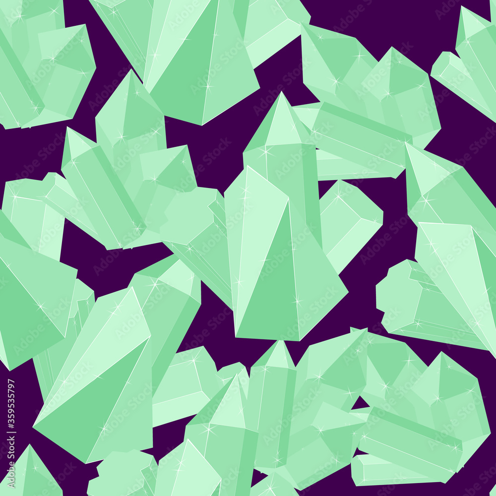 Emerald luxury precious jewels iceberg seamless vector pattern. Emerald luxury precious jewels iceberg seamless vector pattern.