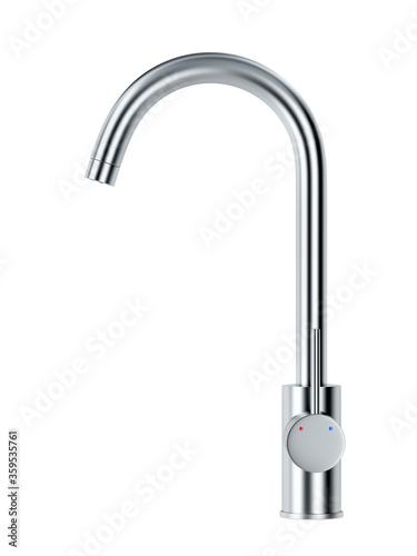 Obraz na płótnie Silver kitchen faucet isolated on white background, side view