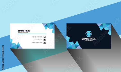 Modern business card template. Professional Business card template.Abstract business card template.Simple business card template cristal blue 