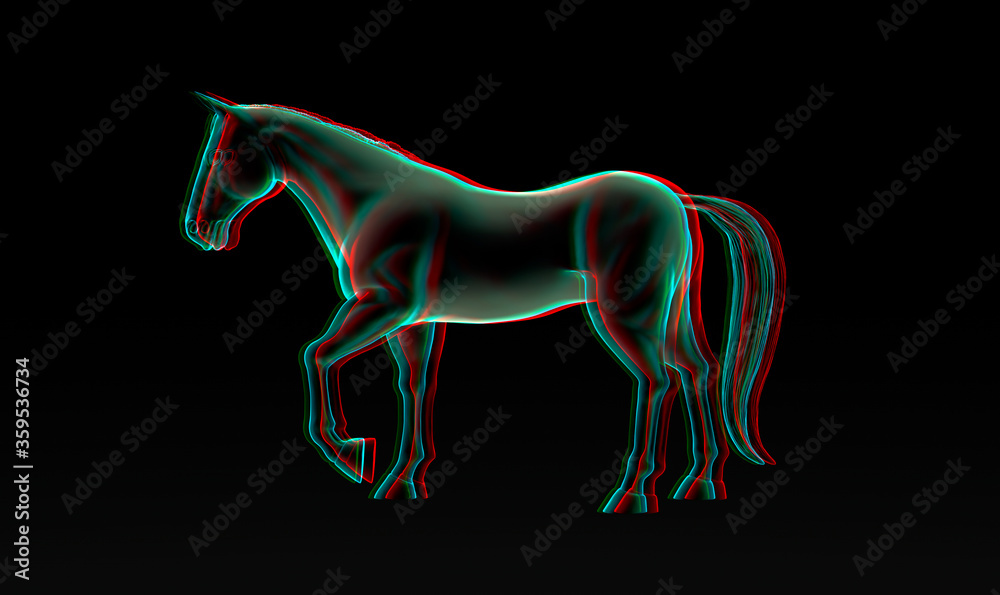 Obraz premium Horses silhouettes with glitch effect