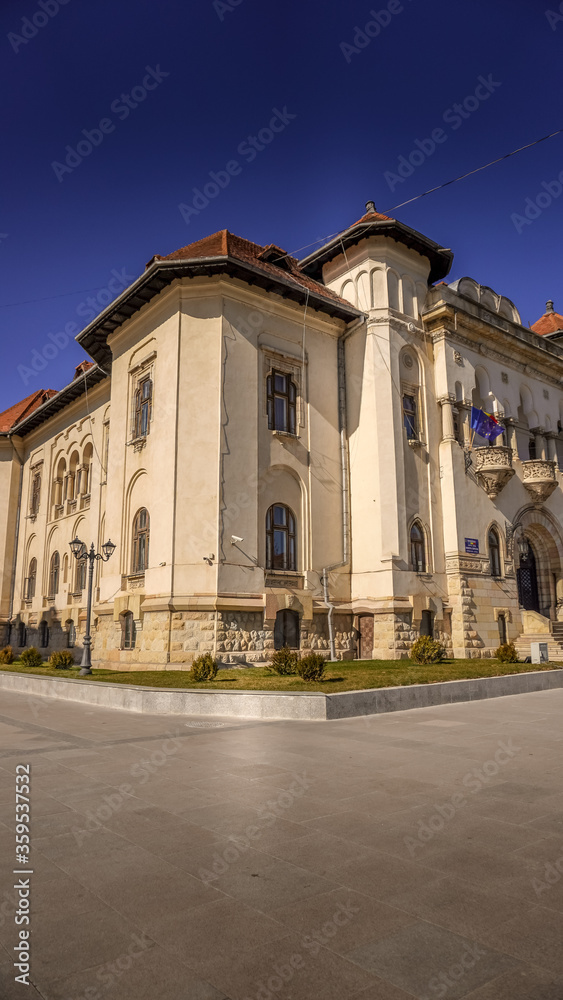 Town hall or city hall in Campulung Muscel, Arges county, Romania