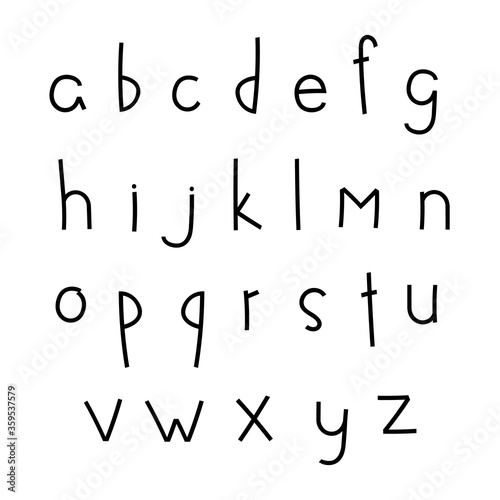 Vector illustration of a black and white alphabet.