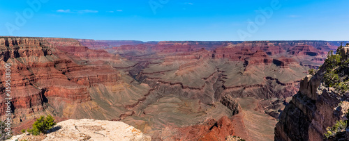 Panorama view at the Abyss viewpoint on the South Rim of the Grand Canyon, Arizona