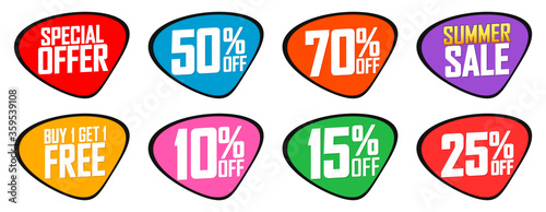 Set Sale banners design template, discount tags, app icons, vector illustration 