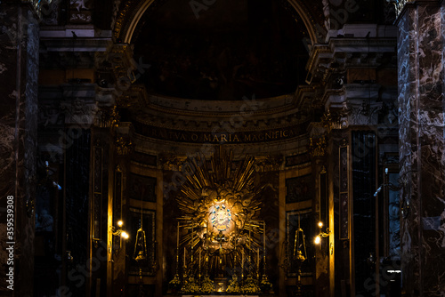 Magnificent altar in the center of a church in Rome