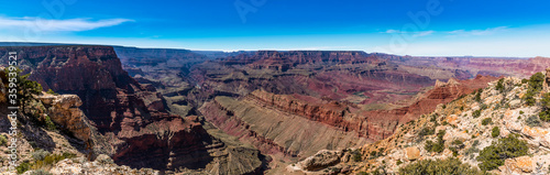 A panorama view of the Grand Canyon from Grandview Point on the south rim