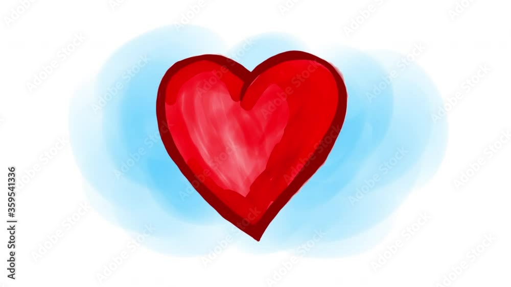 Hand drawn animation red heart in scribble style. Doodle cartoon movie for Valentines Day. 4k Hand drawn animation red heart in scribble style. Doodle cartoon movie for Valentines Day. 4k