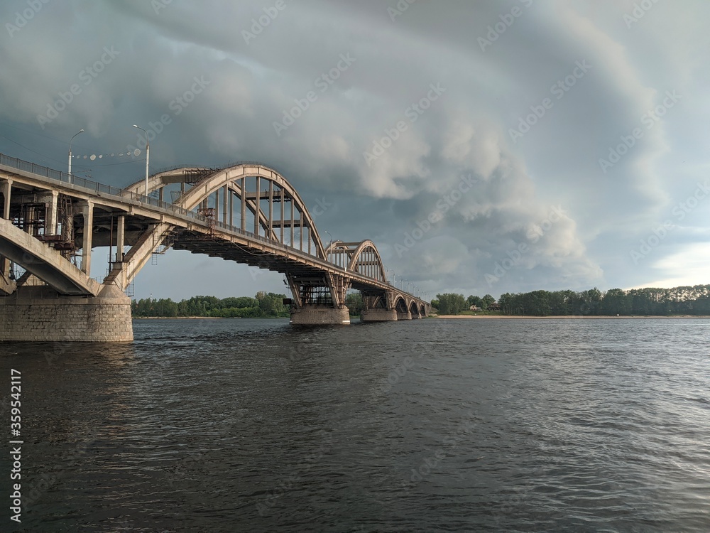 Fototapeta premium Rybinsk bridge over the river