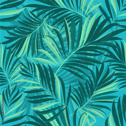 Wallpaper Mural Palm leaves. Tropical seamless background pattern. Graphic design with amazing palm trees suitable for fabrics, packaging, covers Torontodigital.ca