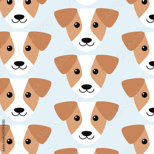 Icono patrón con perro beagle sobre fondo celeste	