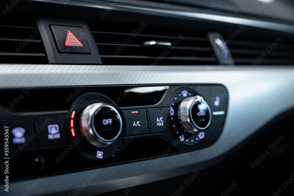 Air conditioning control panel in car. Car interior Air conditioning control panel in car. Car interior