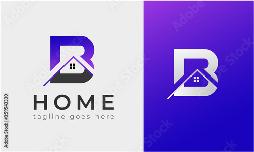Real state Logo design concept with Latter B and Home In white and green background .Real state logo design & illustration vector art for property and home  house sell buy agency with 2 colors .