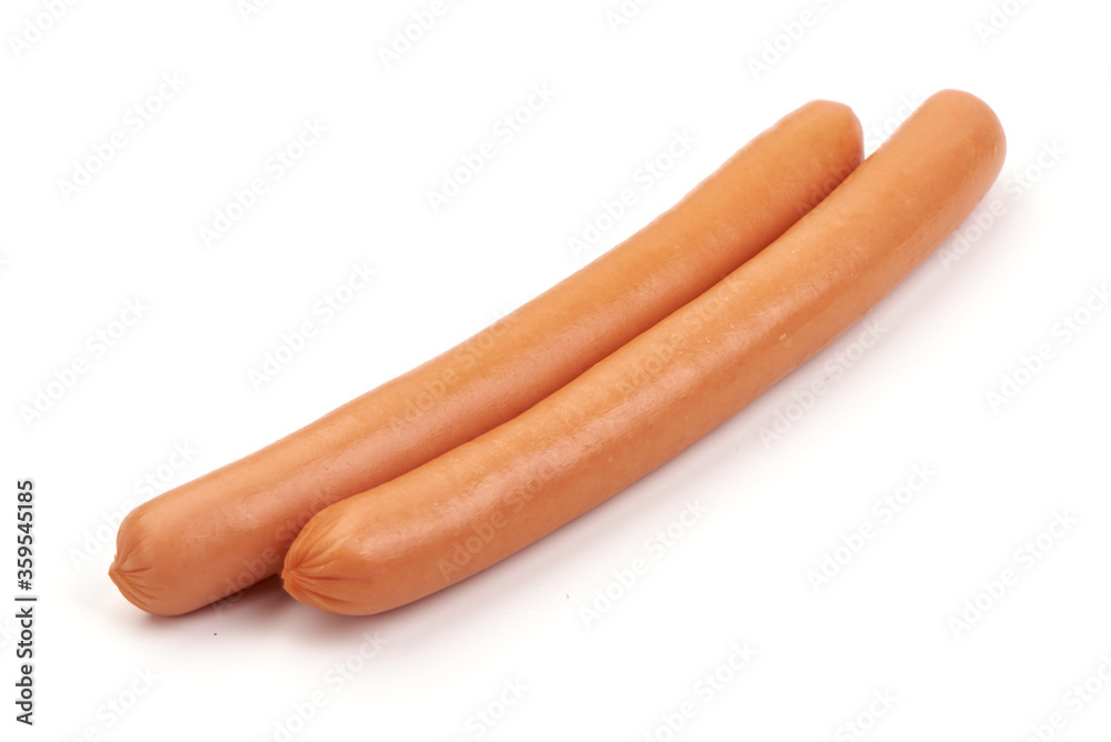 Fresh boiled Wiener sausages, isolated on white background Fresh boiled Wiener sausages, isolated on white background