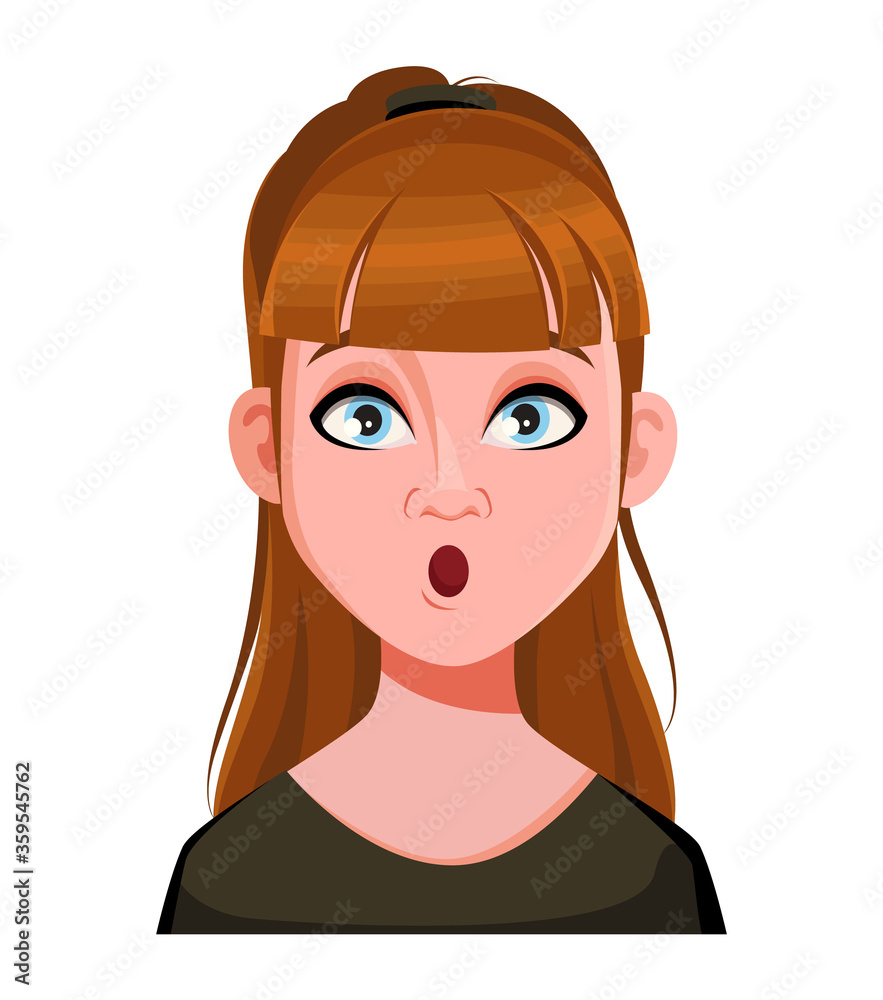 Face expression of cute woman, surprised Face expression of cute woman, surprised