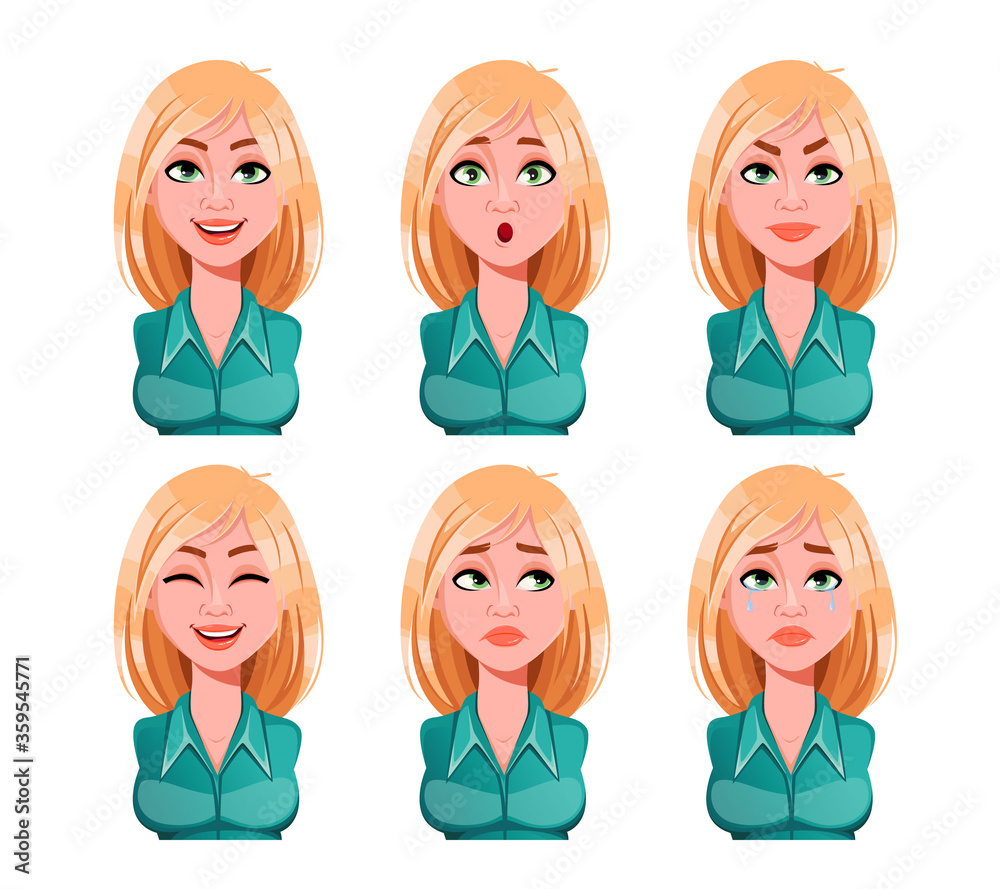 Face expressions of woman with blonde hair Face expressions of woman with blonde hair