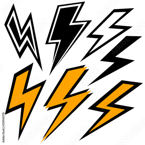 Set of electrical symbols.  Set of lightning symbols

