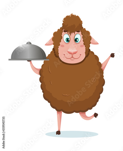 Eid al-Adha Mubarak. Funny cartoon sheep