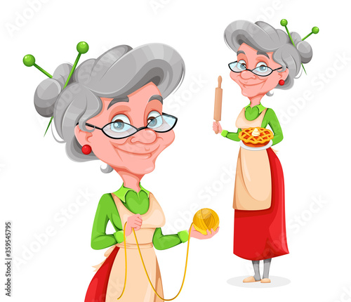 Cute smiling old woman. Happy Grandparents day