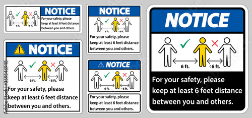 KNotice eep 6 Feet Distance,For your safety,please keep at least 6 feet distance between you and others.
