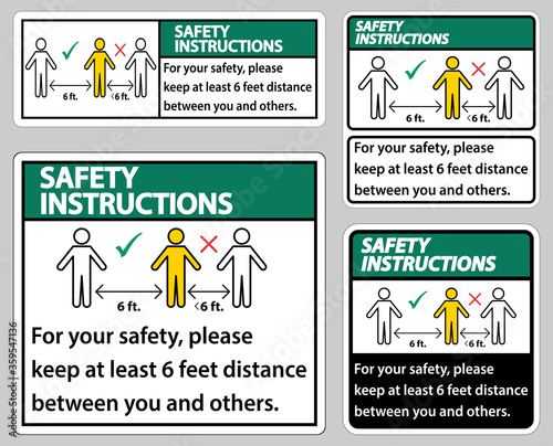 Safety Instructions Keep 6 Feet Distance,For your safety,please keep at least 6 feet distance between you and others.