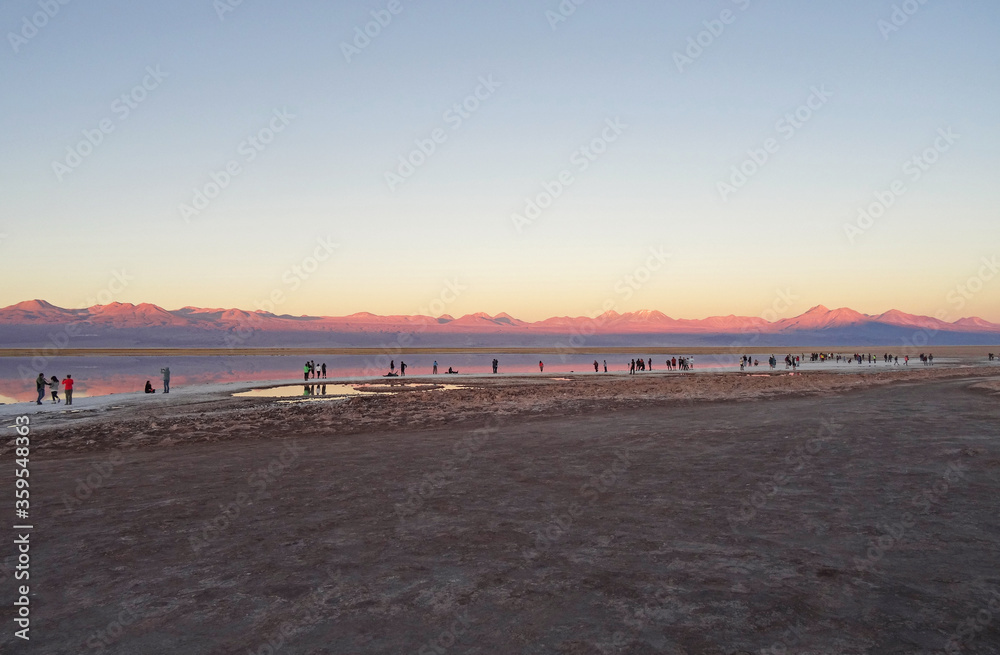 Sunset in the Salar de Atacama in northern Chile. 