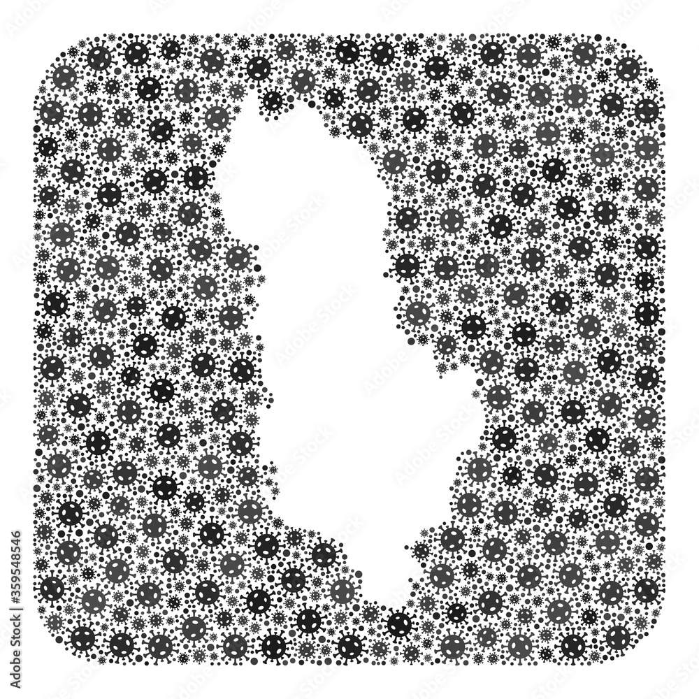 SARS virus map of Albania mosaic designed with rounded square and subtracted space. Vector map of Albania collage of pandemic virus particles in variable sizes and gray color tones. SARS virus map of Albania mosaic designed with rounded square and subtracted space. Vector map of Albania collage of pandemic virus particles in variable sizes and gray color tones.