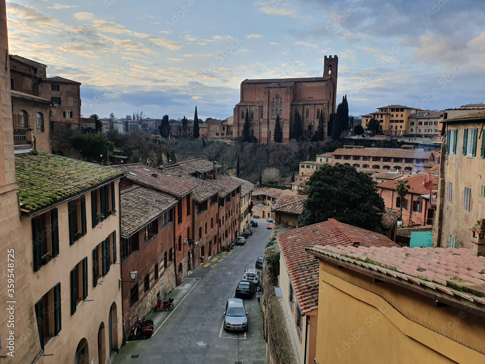 Stunning views of the rooftops of Sienna, in the Tuscany region of Italy.