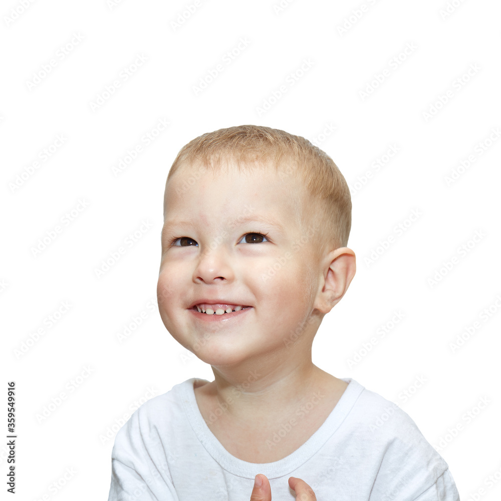 Cheerful kid on a white isolated background Cheerful kid on a white isolated background