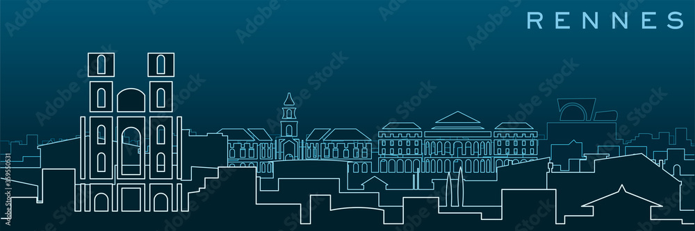 Fototapeta premium Rennes Multiple Lines Skyline and Landmarks