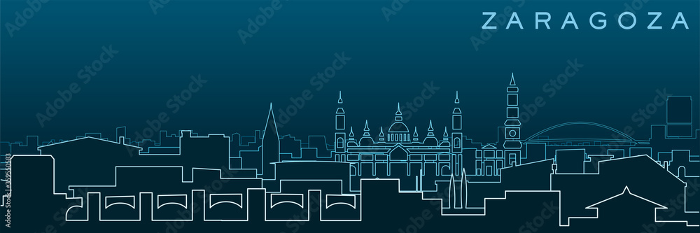 Fototapeta premium Zaragoza Multiple Lines Skyline and Landmarks